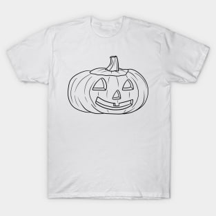 Halloween Jack O' Lantern Black Line T-Shirt